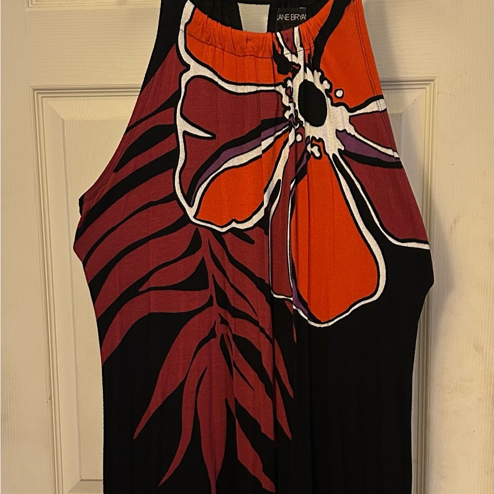 Floral Halter Dress in Black and Orange